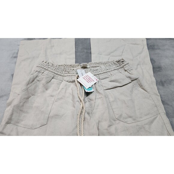 Roxy Women's Size Medium Beige Drawstring Linen Blend Pants NWT - Picture 2 of 11